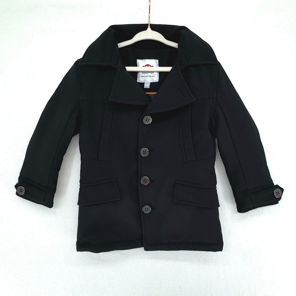 Appaman Peacoat Kids‎ 3T Black Double Breasted Quilted Lining NYC Style Jacket